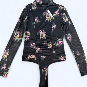 Steve Madden Black Floral Bodysuit